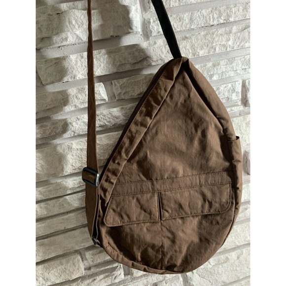 AmeriBag Healthy Back Bag Brown Nylon Ergonomic Sling Crossbody Backpack Large